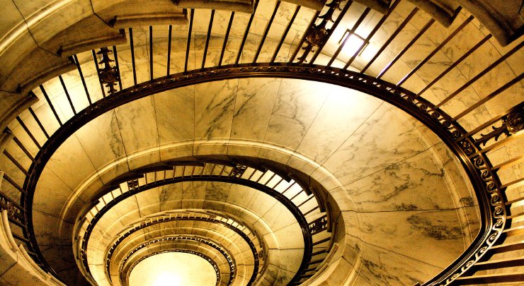 Grafika przedstawiająca schody Sądu Najwyższego USA